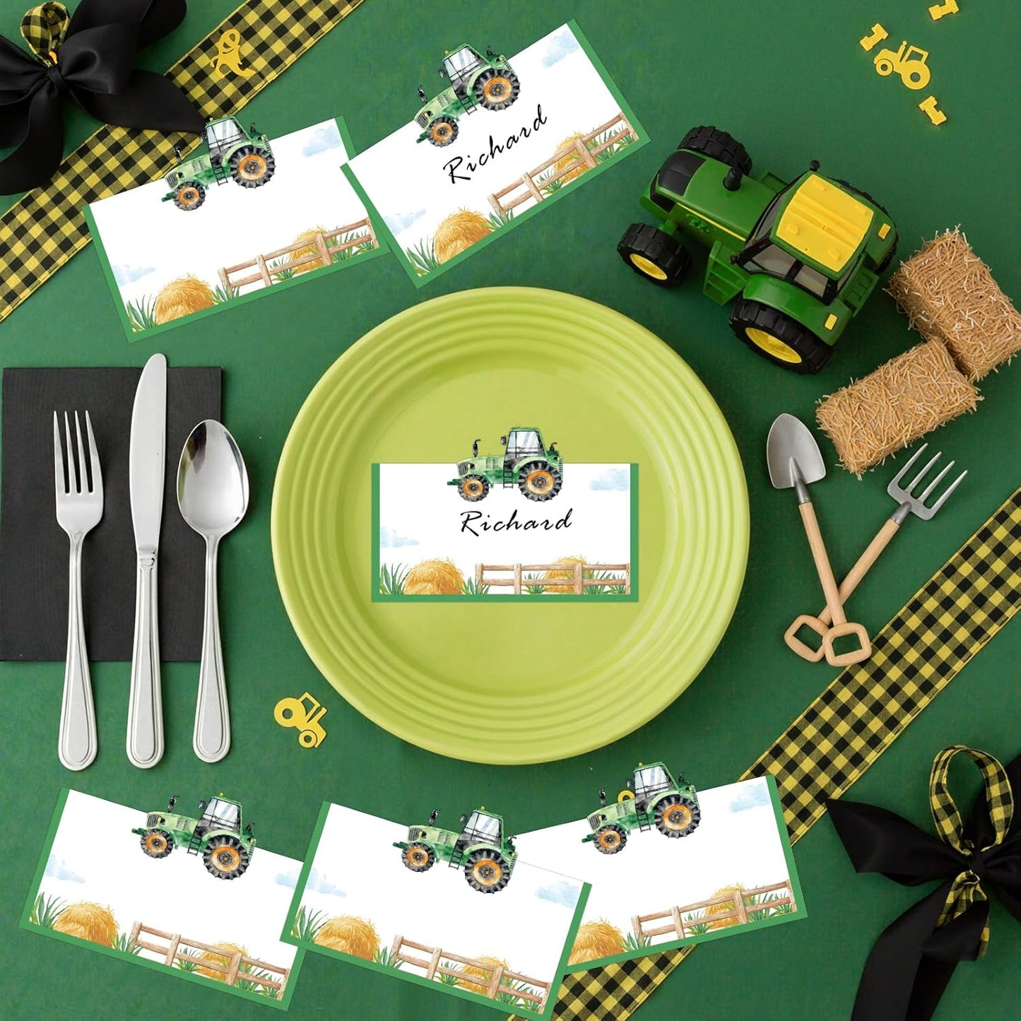 Construction Table Place Cards 50pcs Dump Truck Tent Cards Digger Excavator Food Labels Car Blank Name Card for Birthday Baby Shower Construct Theme Party Table Setting Supplies
