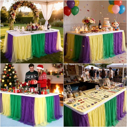 THARAHT Tulle Table Skirt 6FT 180CM Long for Rectangle Tables Round Tables Ruffle Desk Skirt for Princess Girls Birthday Party Cake Dessert Decorations Table Skirt