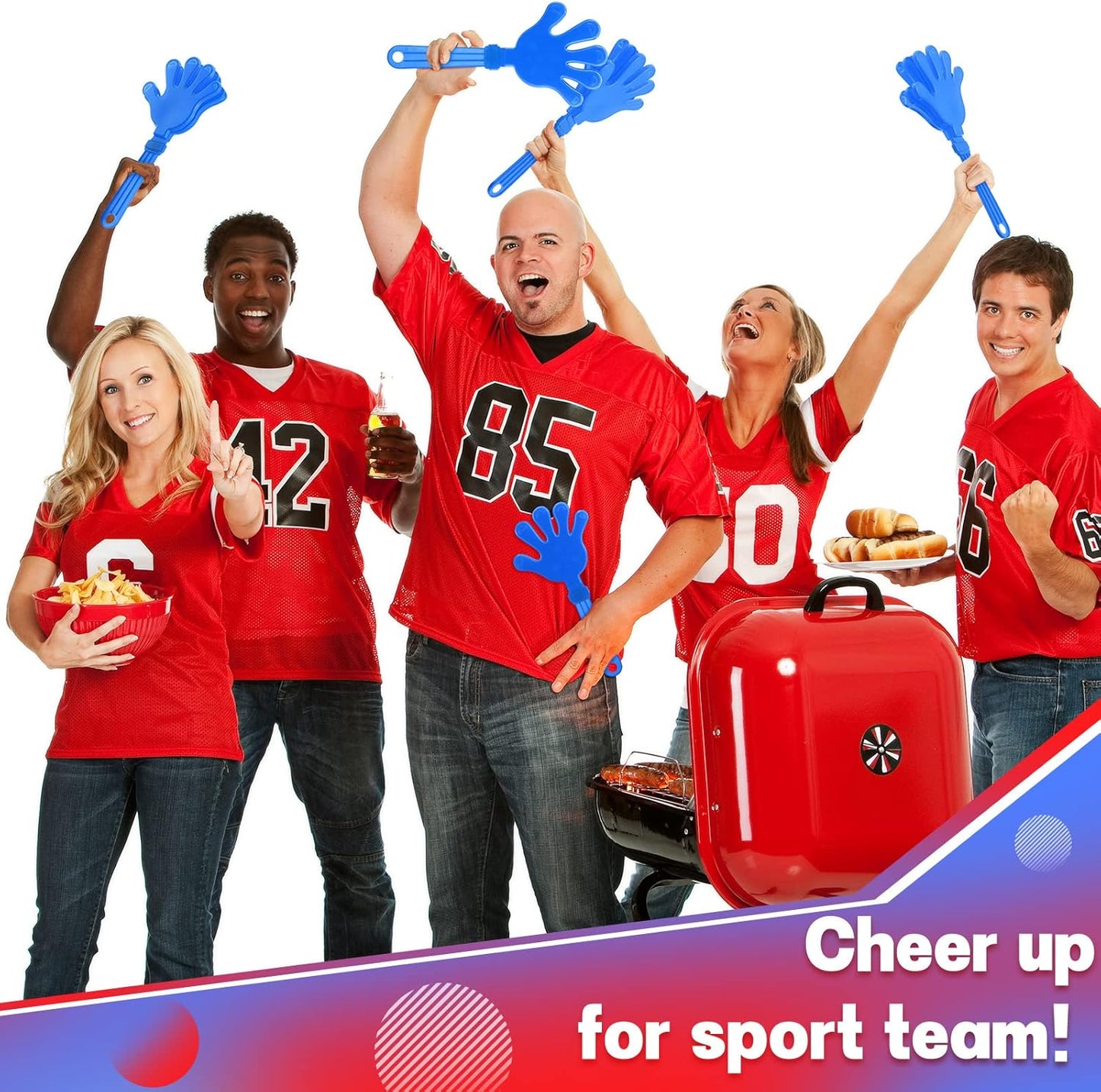 4 Pieces Jumbo Hand Clappers 11 Inch Noise Makers Party Favors Giant Large Hand Clappers Noise Makers for Sporting Events Cheers Ball Dance Basketball Football Noisemakers (Red)