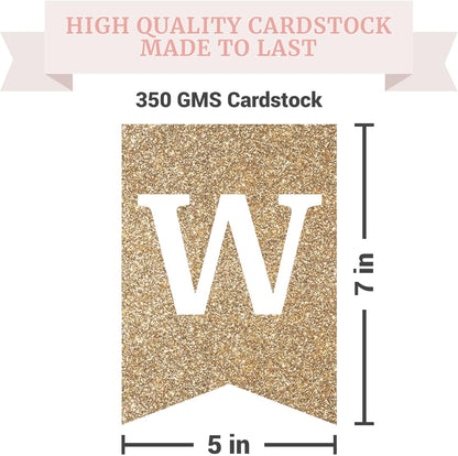 Pre-strung Welcome Banner - No DIY - Gold Glitter Welcome Banner - Pre-strung on 6 ft Strand - Classroom, Office, Front Door, Baby & Bridal Showers Party Decorations & Decor. Did We Mention No DIY