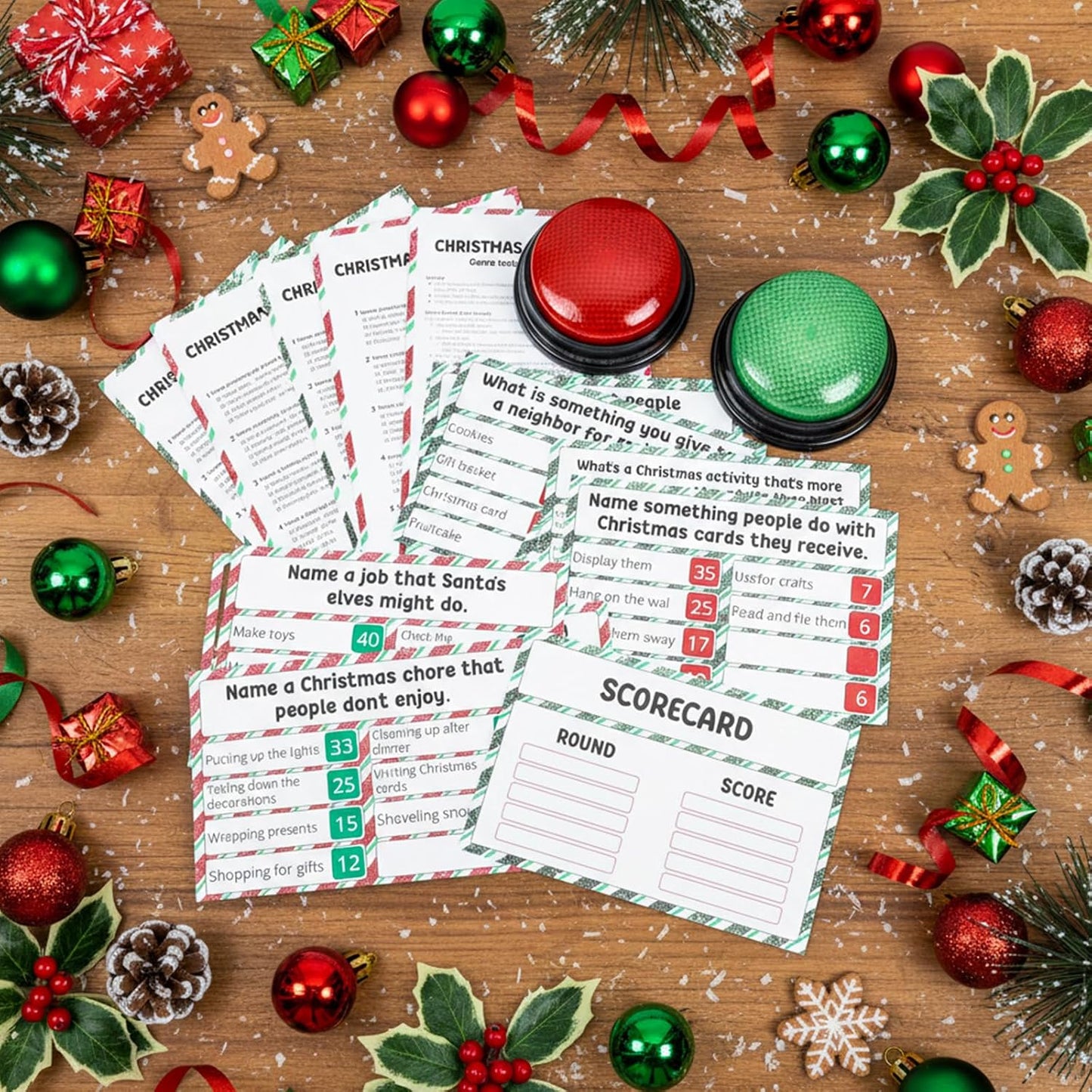 20 Pcs Retirement Friendly Feud Game Set Retirement Party Game Trivia Quiz with 18 Card 2 Buzzer for Adults Family Games Activities Party Supplies, Battery Not Included