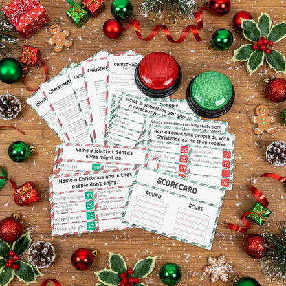 20 Pcs Retirement Friendly Feud Game Set Retirement Party Game Trivia Quiz with 18 Card 2 Buzzer for Adults Family Games Activities Party Supplies, Battery Not Included