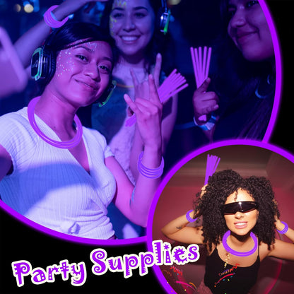 100 pk 8" Glow Sticks Bulk Party Favors, Light up Glow Necklaces & Bracelets in the Dark Party Supplies For Christmas Halloween 4th of July Birthday Neon Party (100 * Blue)