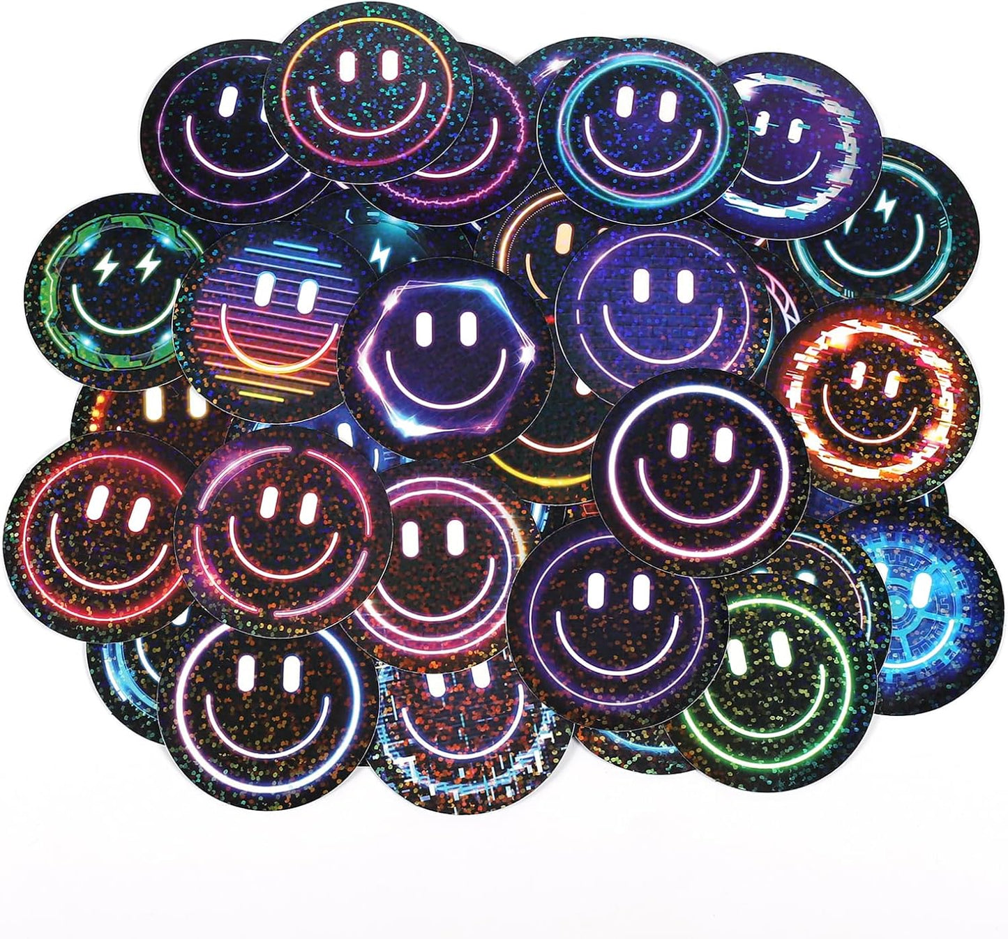 50PCS Smiling Stickers, Cute Water Bottle Stickers for Kids, for Teaching Rewards, Notebooks, Stationery, Luggage, Cartoon PVC Happy Stickers