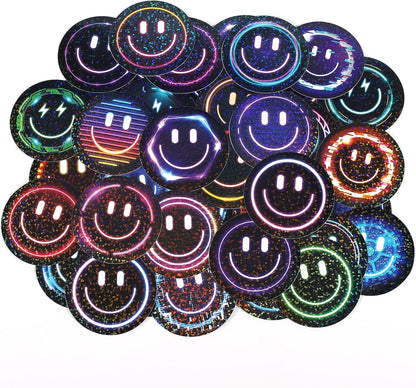 50PCS Smiling Stickers, Cute Water Bottle Stickers for Kids, for Teaching Rewards, Notebooks, Stationery, Luggage, Cartoon PVC Happy Stickers