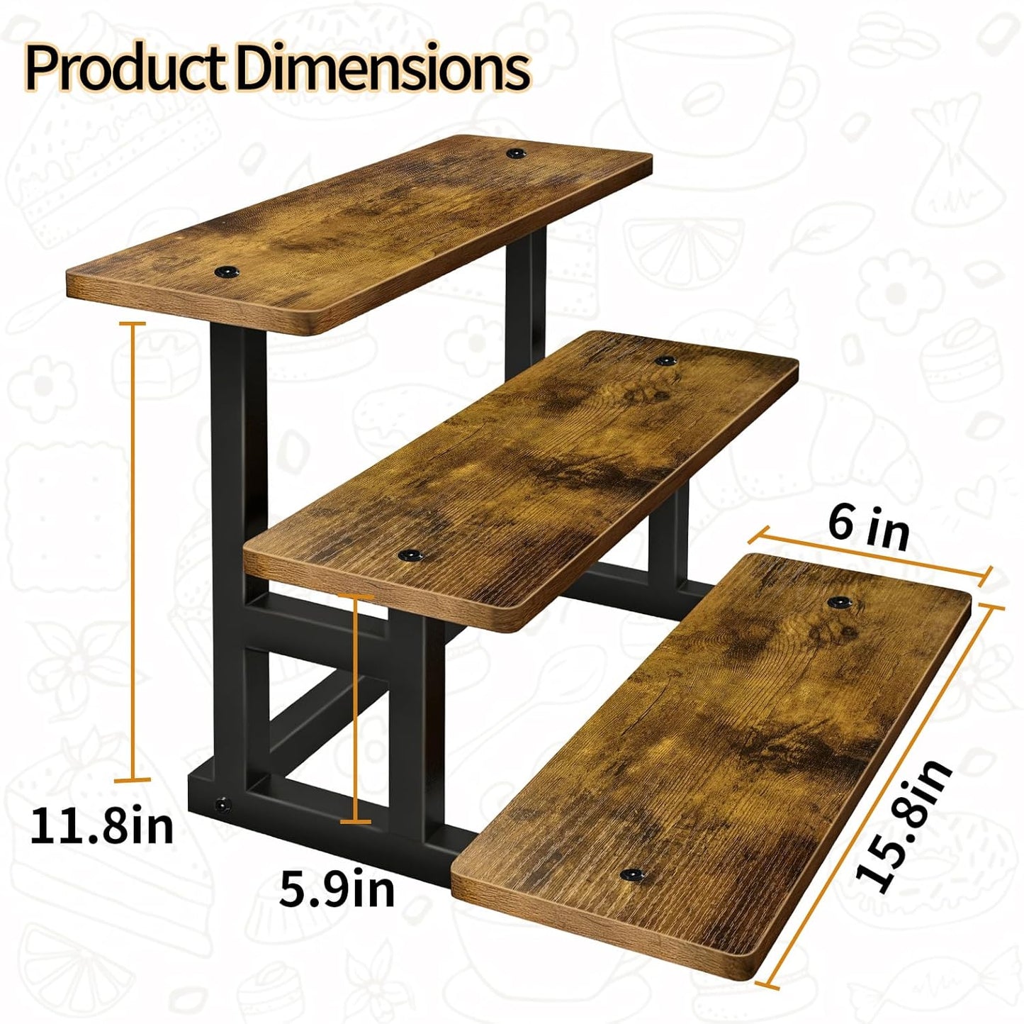 Lilybud--lily Cupcake Stand for 50 Cupcakes, 4 Tier Wooden Risers Display Stands Stepped Dessert Table Display Set with Metal Frame Tiered Tray Stand Serving Trays for Party Farmers Market Display