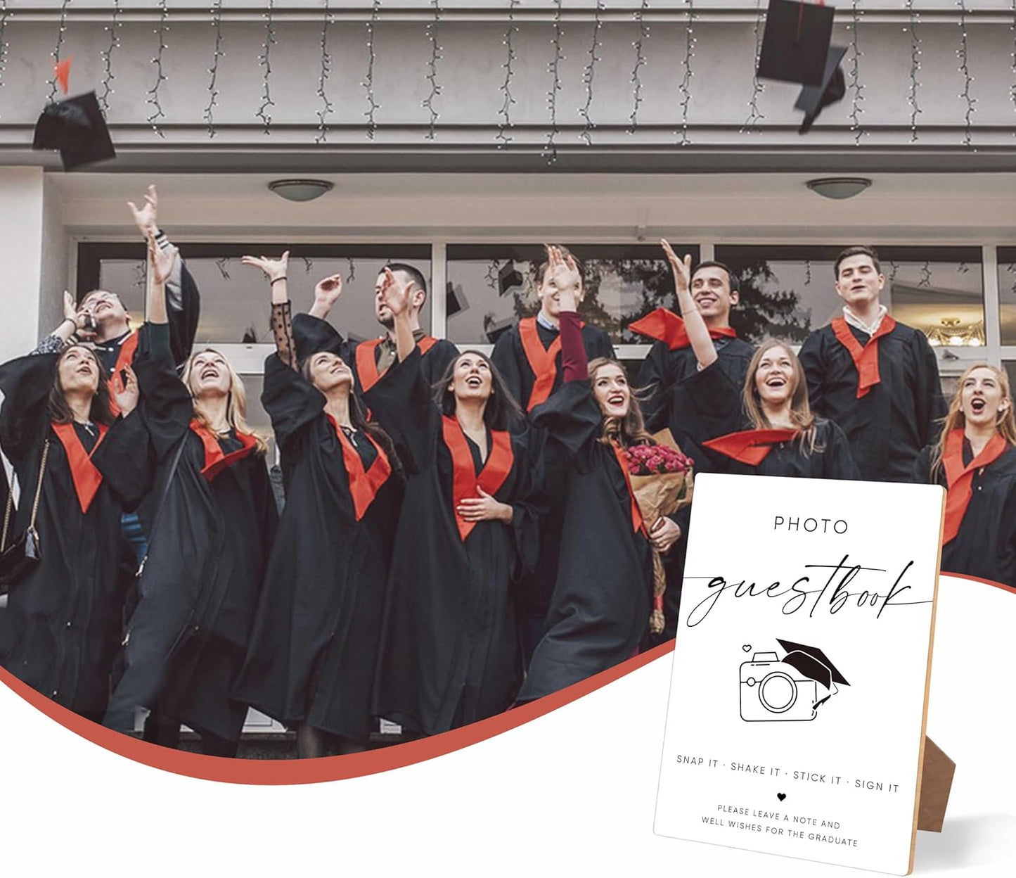 Graduation Photo Guest Book Sign, Graduation Decorations 2026 Congrats Grad Party Supplies, 8 X 11" Grad Party Wooden Table Sign for College, High School
