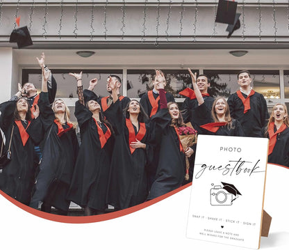 Graduation Photo Guest Book Sign, Graduation Decorations 2026 Congrats Grad Party Supplies, 8 X 11" Grad Party Wooden Table Sign for College, High School