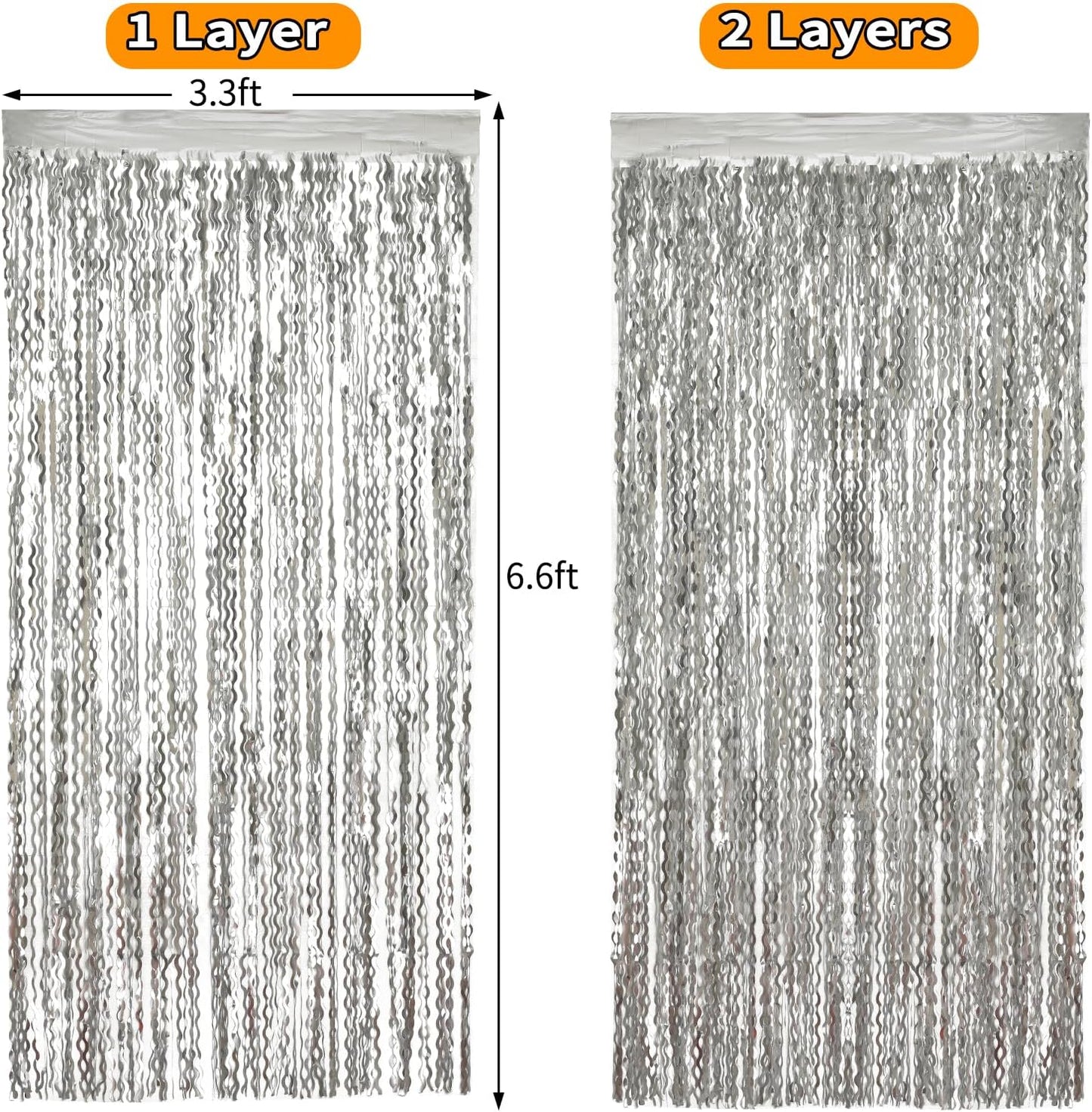 4 Pack Wavy Champagne Gold Metallic Tinsel Foil Fringe Curtains Backdrop - 3.3X6.6ft Foil Fringe Backdrop for Parties | Door Streamers for Birthday | Photo Booth Backdrops Party Decor