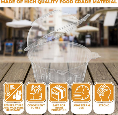 50Pcs Individual Clear Plastic Cupcake Containers - Cupcake Holders with Transparent Lids, Clear Dessert Boxes for Cupcakes, Single Cupcake Box for Holiday Treats, Weddings, Baby Showers and Parties