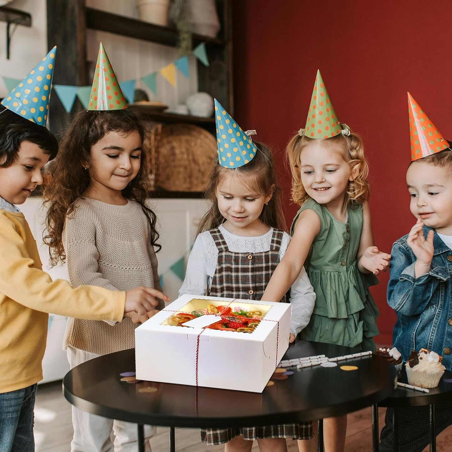 20Pcs 8 Inch Cake Boxes with Window, 8x8x5 Inches Brown Bakery Boxes, Cake Carrier Container for Pastries, Pie, Cookies, Chocolates, Cupcakes, Birthday Party, Wedding
