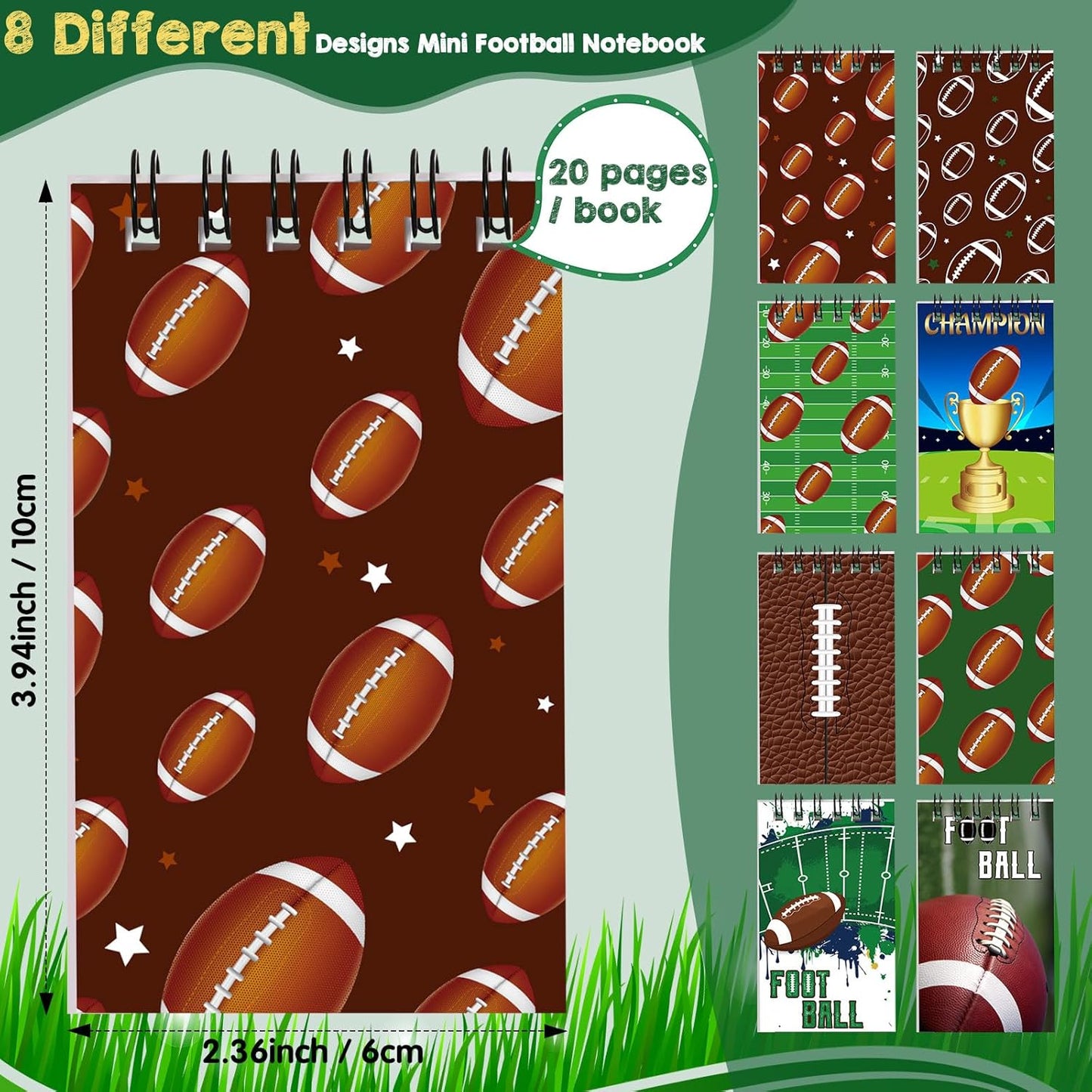 Faccito 32 Pcs Mini Notepads Sports Basketball Baseball Football Soccer Party Supplies Goodie Bag Stuffers Notepads Spiral Mini Notebooks for Reward(Baseball)
