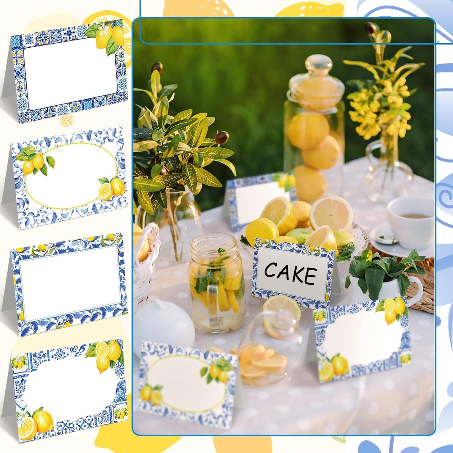 Jetec 48 Pcs Hawaiian Cartoon Place Cards Hawaii Hibiscus and Tropical Leaves Print Table Name Cards Tent Placards Buffet Food Label for Table Setting Hawaiian Themed Party Supplies
