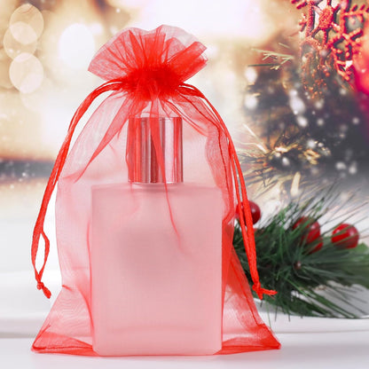 Hopttreely 100PCS Premium Sheer Organza Bags, White Wedding Favor Bags with Drawstring, 4x4.72 Jewelry Gift Bags for Party, Jewelry, Christmas, Mother's Day, Festival, Bathroom Soaps, Makeup Organza Favor Bags