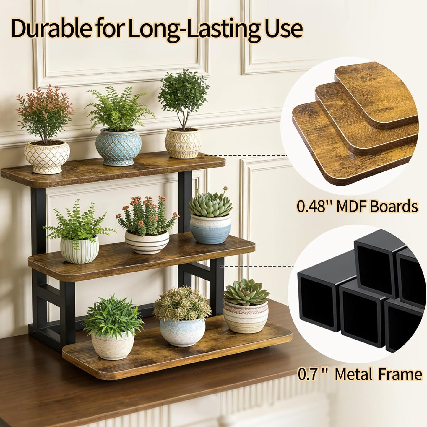Lilybud--lily Cupcake Stand for 50 Cupcakes, 4 Tier Wooden Risers Display Stands Stepped Dessert Table Display Set with Metal Frame Tiered Tray Stand Serving Trays for Party Farmers Market Display