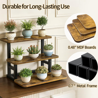 Lilybud--lily Cupcake Stand for 50 Cupcakes, 4 Tier Wooden Risers Display Stands Stepped Dessert Table Display Set with Metal Frame Tiered Tray Stand Serving Trays for Party Farmers Market Display