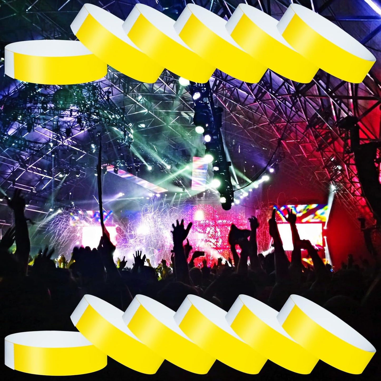1200 Pcs Plastic Paper Wristbands for Events Neon Color Wrist Bands Concert Identification Wristbands Paper Bracelets Wristbands Party Hand Bands (Multicolor)