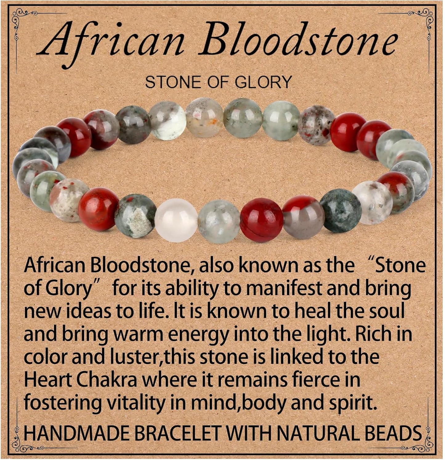 LPBeads Handmade Natural Gemstone Stretch Elastic Bracelet Healing Crystal Round Stone Beads Jewelry Gifts for Women Men