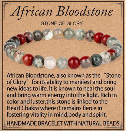 LPBeads Handmade Natural Gemstone Stretch Elastic Bracelet Healing Crystal Round Stone Beads Jewelry Gifts for Women Men