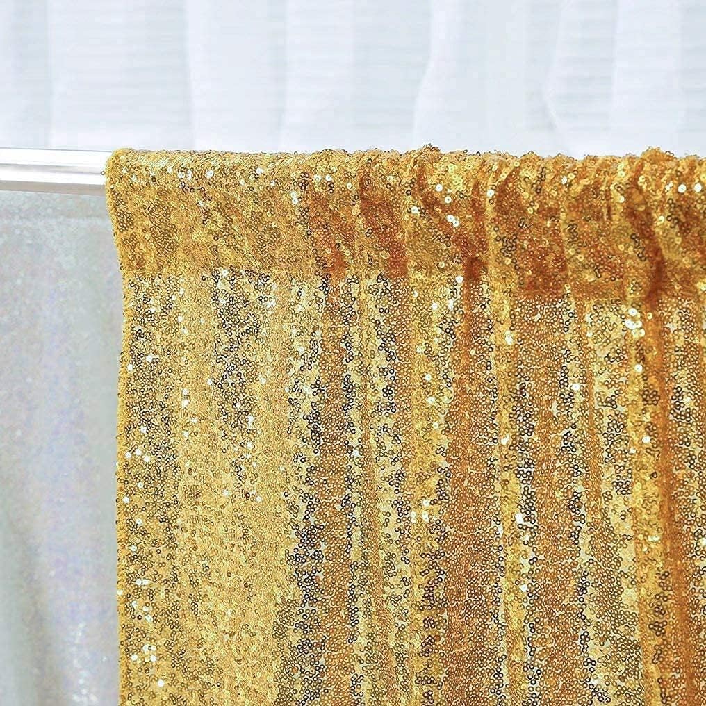 Poise3EHome Black Sequin Backdrop Curtains, 2 Panels 2FTx8FT Glitter Photo Booth Backdrop for Halloween Birthday Bachelorette Wednesday Twilight Party Decorations