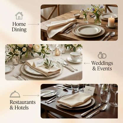 ACCENTHOME Natural Cotton Linen Napkin Set of 12 18x18 inch Dinner Napkins - Washable Soft Premium Hotel Quality Reusable Hemmed Edges Napkins Perfect Table Linens for Family Dinners, Weddings