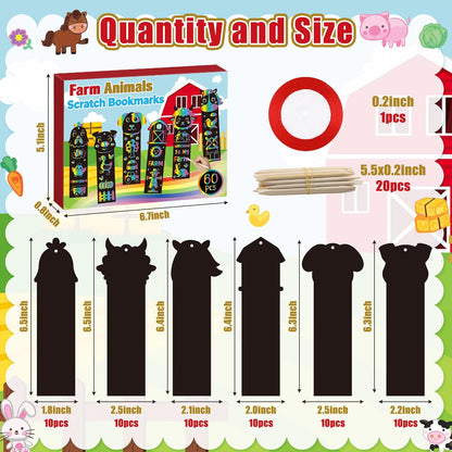 CY2SIDE 60PCS Princess Fairy Wand Scratch Bookmarks for Girls, Make Your Own Fairy Stick Scratch Paper Magic Wands Bookmark, DIY Princess Stick Rainbow Crafts Ornaments for Kids Birthday Party