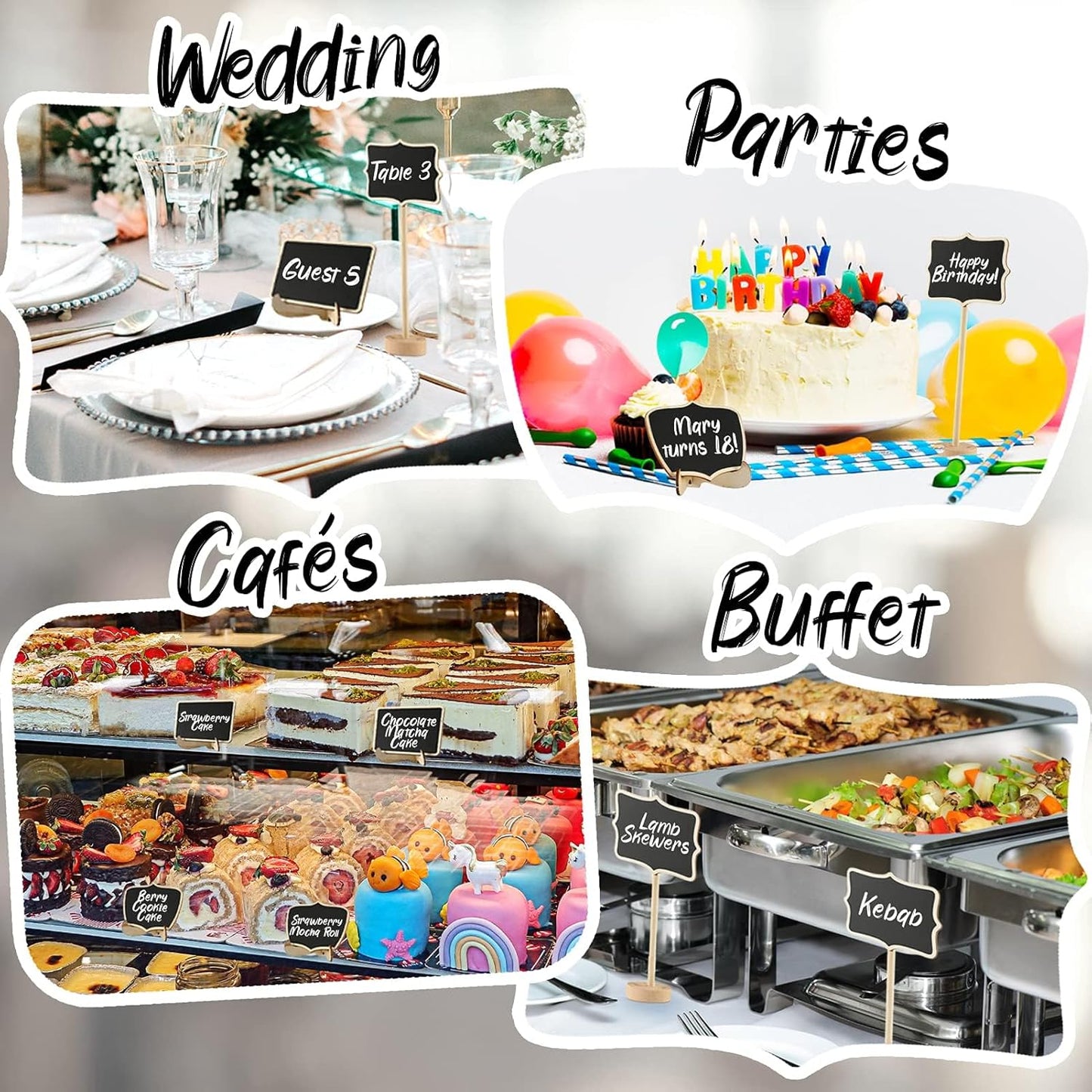 Mini Chalkboard Signs, 20 Pack Framed Small Chalk Board Food Labels with Easel Stand for Party Buffet or Wedding Celebration, Wooden Blackboard as Place Cards for Table Setting or Numbers (30)