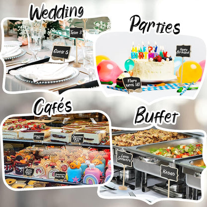 Mini Chalkboard Signs, 20 Pack Framed Small Chalk Board Food Labels with Easel Stand for Party Buffet or Wedding Celebration, Wooden Blackboard as Place Cards for Table Setting or Numbers (30)