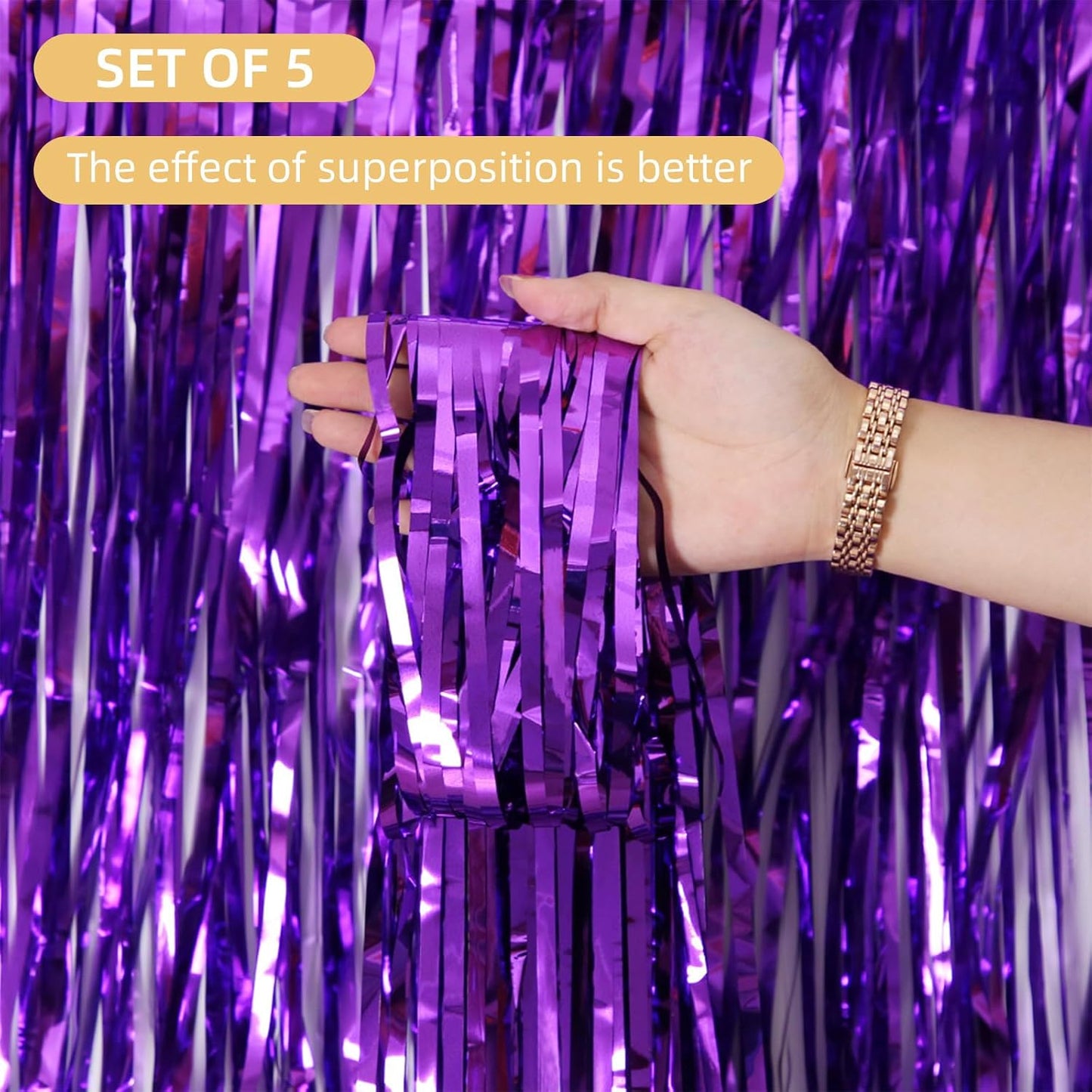 10 Pack Silver Backdrop Curtain 3.2ft x 8.2ft Metallic Tinsel Foil Fringe Curtains Photo Booth Background for Birthday Party Decoration Baby Shower Engagement Wedding Christmas Decoration (Silver)