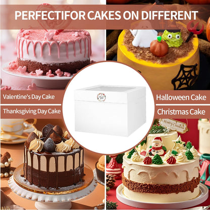 16pcs 8x8x8 Inches Cake Boxes,8pcs White Bakery Boxes with Window and 8pcs Boards,Cajas storage for 8 inch Cake box, Disposable Pie Box, Father's Day,Wedding, Birthday, Party