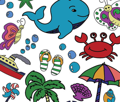 Animal Fun Design – Square Tablecloth 60”X60” – Interactive Coloring Tablecloth for Kids - Poly/Cotton Fabric – Washable and Reusable – DIY Activity for Children and Adults
