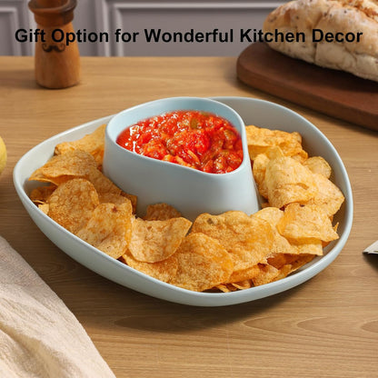 Chip and Dip Serving Set Bowl Cowboy Hat Chips and Salsa Serving Dish.10.6 x 11.6 x 3.5 in White