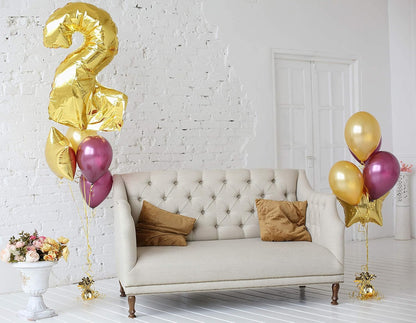 Helium Tank for Balloons At Home, 50 Balloons and White Ribbon, 12 Black Balloon Weights, Plus Balloon Tying Tool