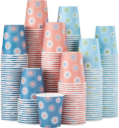 SIUQ 300 Pack Paper Cups 8 oz, Disposable Coffee Cups, Paper Coffee Cups 8 oz, Colourful Hot/Cold Beverage Drinking Cup for Water Juice or Tea, Office Party Home Travel - Daisy