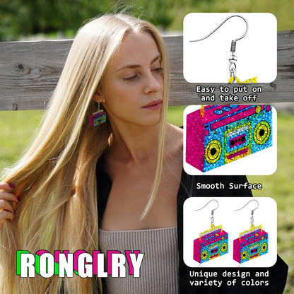 80s 90s Earrings for Women Colorful Lightning Acrylic Drop Earrings Neon Earrings Bulk for 80's 90's Outfit Glow Party Halloween 80s Accessories Jewelry