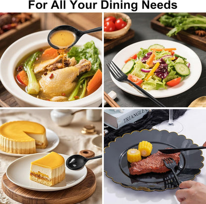 Supernal 180pcs Black Plastic Silverware Set - Heavy Duty Disposable Utensils (60 Forks, 60 Knives, 60 Spoons) - Elegant Black Cutlery for Parties, Weddings & BBQ