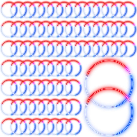 Lewtemi 100 Pcs 22'' Christmas Glow Necklaces Bulk Red White Green Necklaces with 100 Connectors Xmas Accessories Glow in The Dark Party Favors for Kids Adults