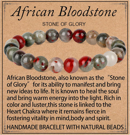 LPBeads Handmade Natural Gemstone Stretch Elastic Bracelet Healing Crystal Round Stone Beads Jewelry Gifts for Women Men