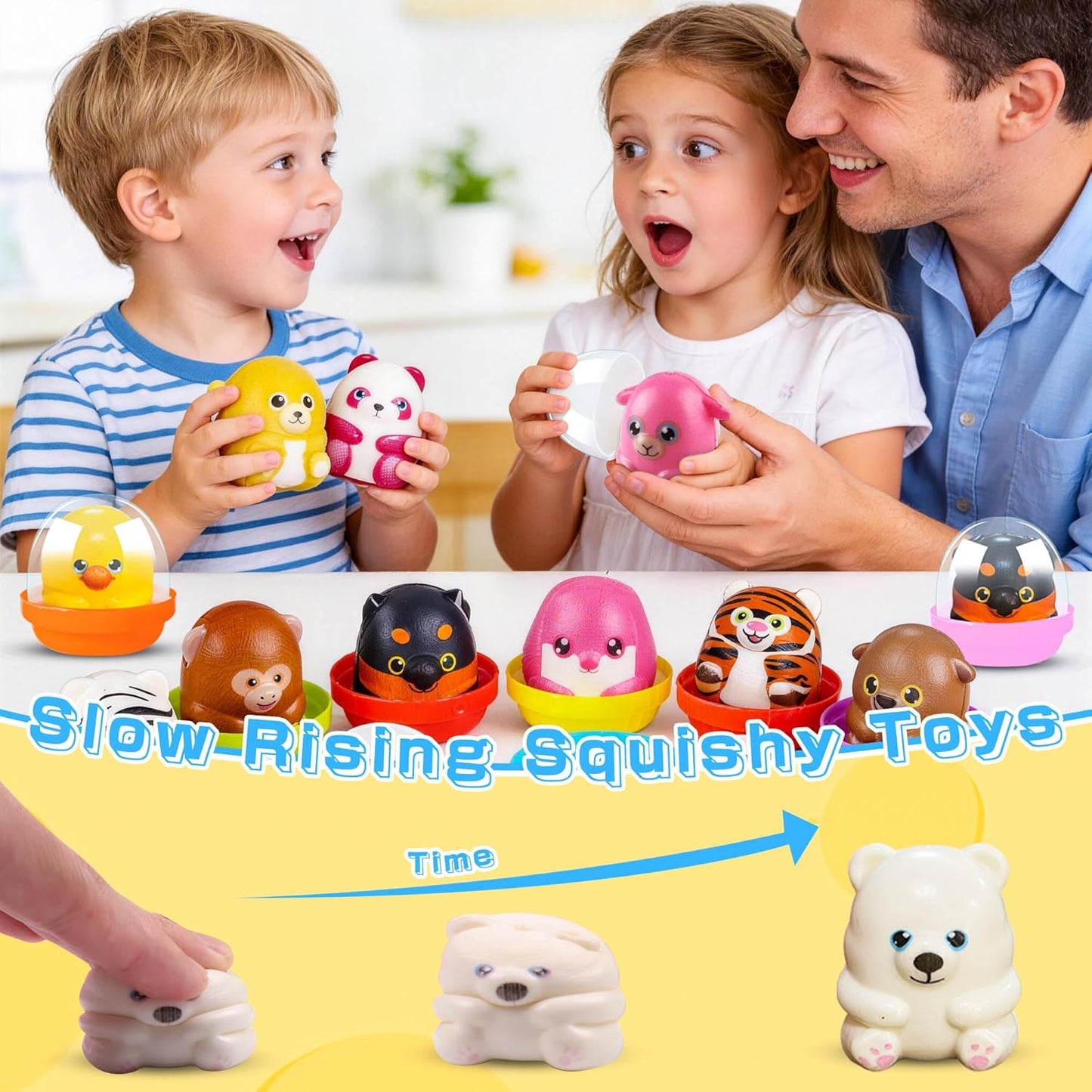 KissFree 20 PACK Slow Rising Squeeze Toys, 2 Inch Plastic Capsules Filled with Animal Squishies, Party Favors for Kids 4-8 8-12, Goodie Bags Stuffers, Birthday Gifts, Classroom Prizes