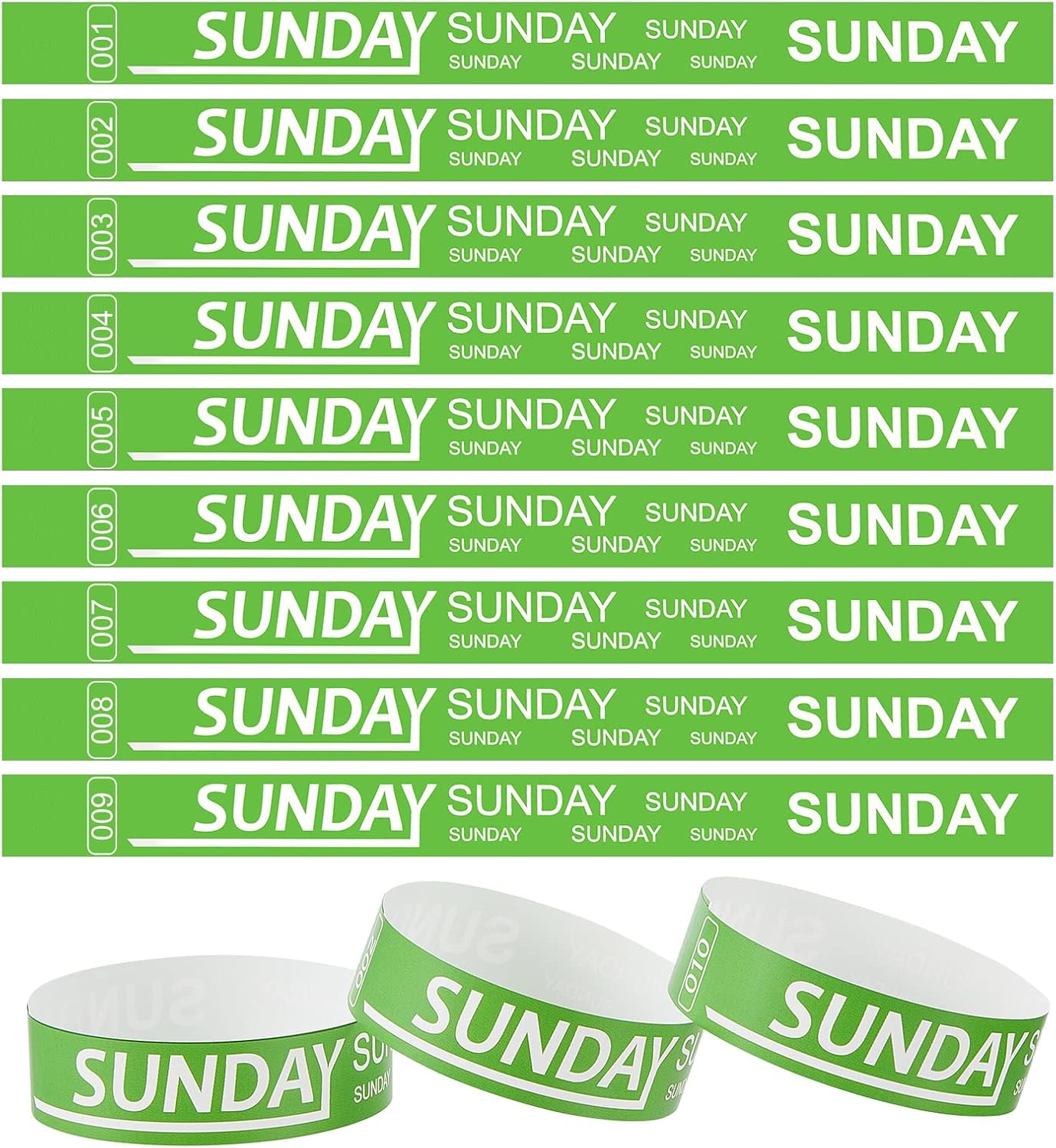 Henoyso 600 Pcs Saturday Paper Wristbands Event Admission Paper Bracelets Numbered Waterproof Party Armbands for Events Day of the Week(Red)