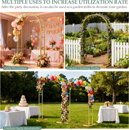 WellSign Wedding Arch Backdrop Stand 7.2FT, 6FT Set of 2, Gold Metal Balloon Arch kit Stand for Gender Reveal Ceremony Engagement Anniversary Bridal Valentine Party Event Decoration