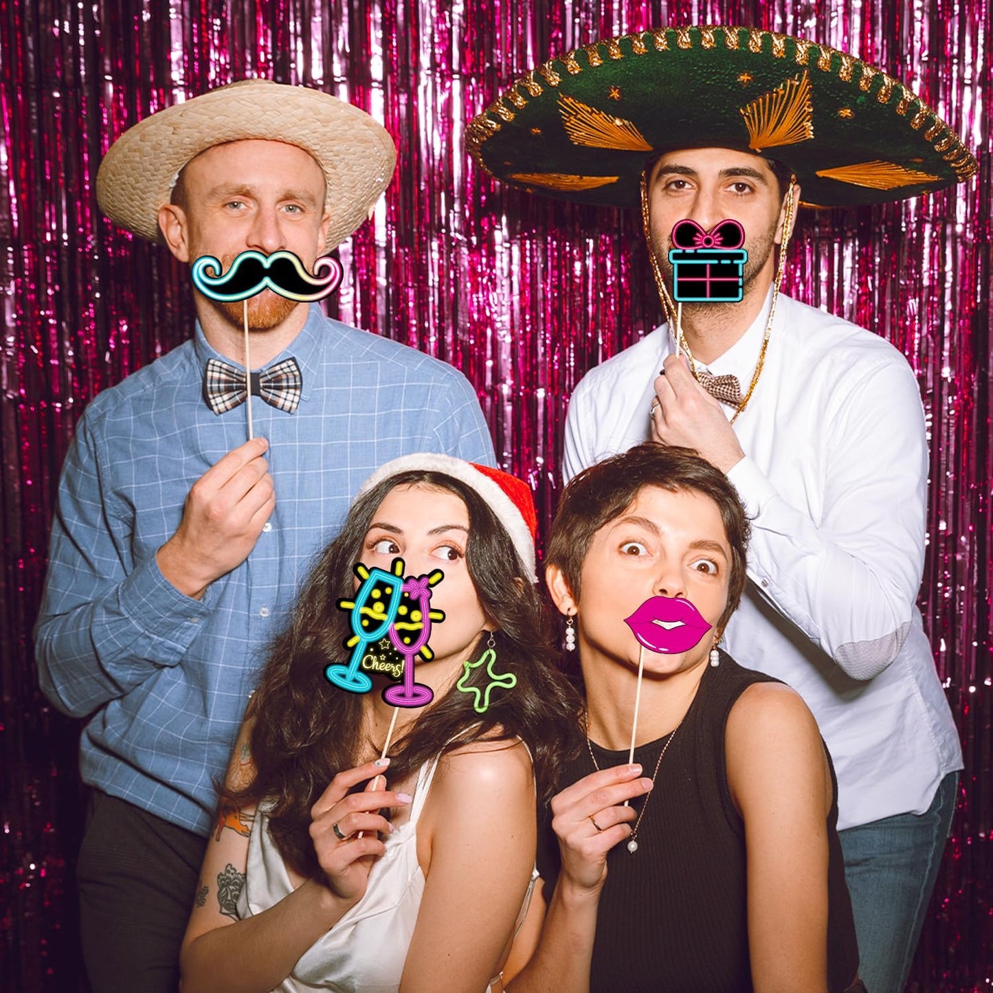 Glow in The Dark Party Supplies Photo Booth Props Neon Party Decorations Photobooth Props Let Glow Party Decorations for Birthday Baby Shower Party
