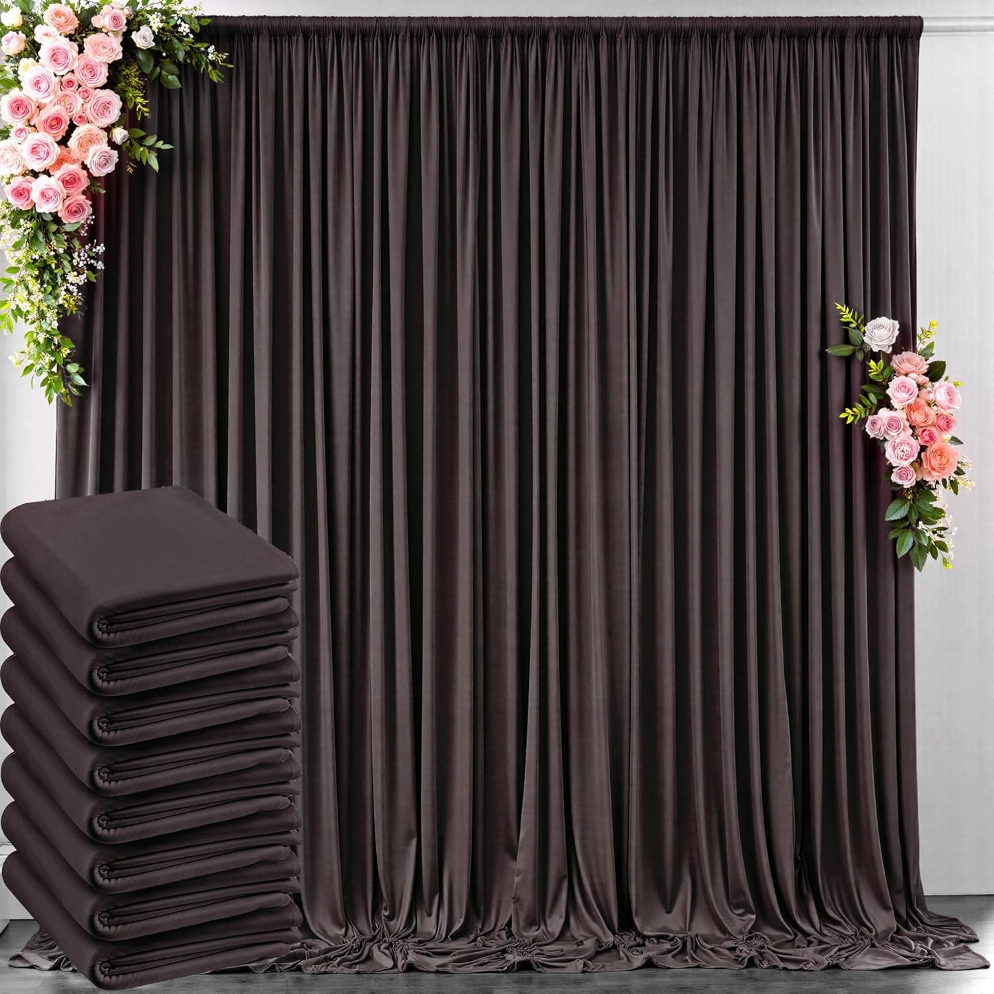 10 ft x 10 ft Wrinkle Free White Backdrop Curtains for Wedding Parties, Polyester Photography Backdrop Drapes for Birthday Parties Stage Backdrop Stand, 2 Panels 5x10FT Background Curtains