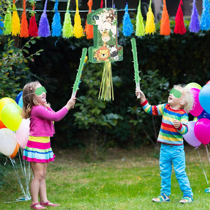 Wild One Piñata Number 1 Pull String Mini Piñata with Blindfold Bat Confetti Wild One 1st Birthday Party Decorations Safari Jungle Party Supplies 16.1 x 10.9 x 2.76 Inch