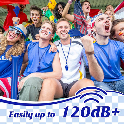 48 Pcs Cheering Noisemakers Set Included 12 Pcs Mini Air Horns Noisemakers 12 Hand Clappers 24 Thunder Sticks for Birthdays Sporting Events (Horn,Blue)