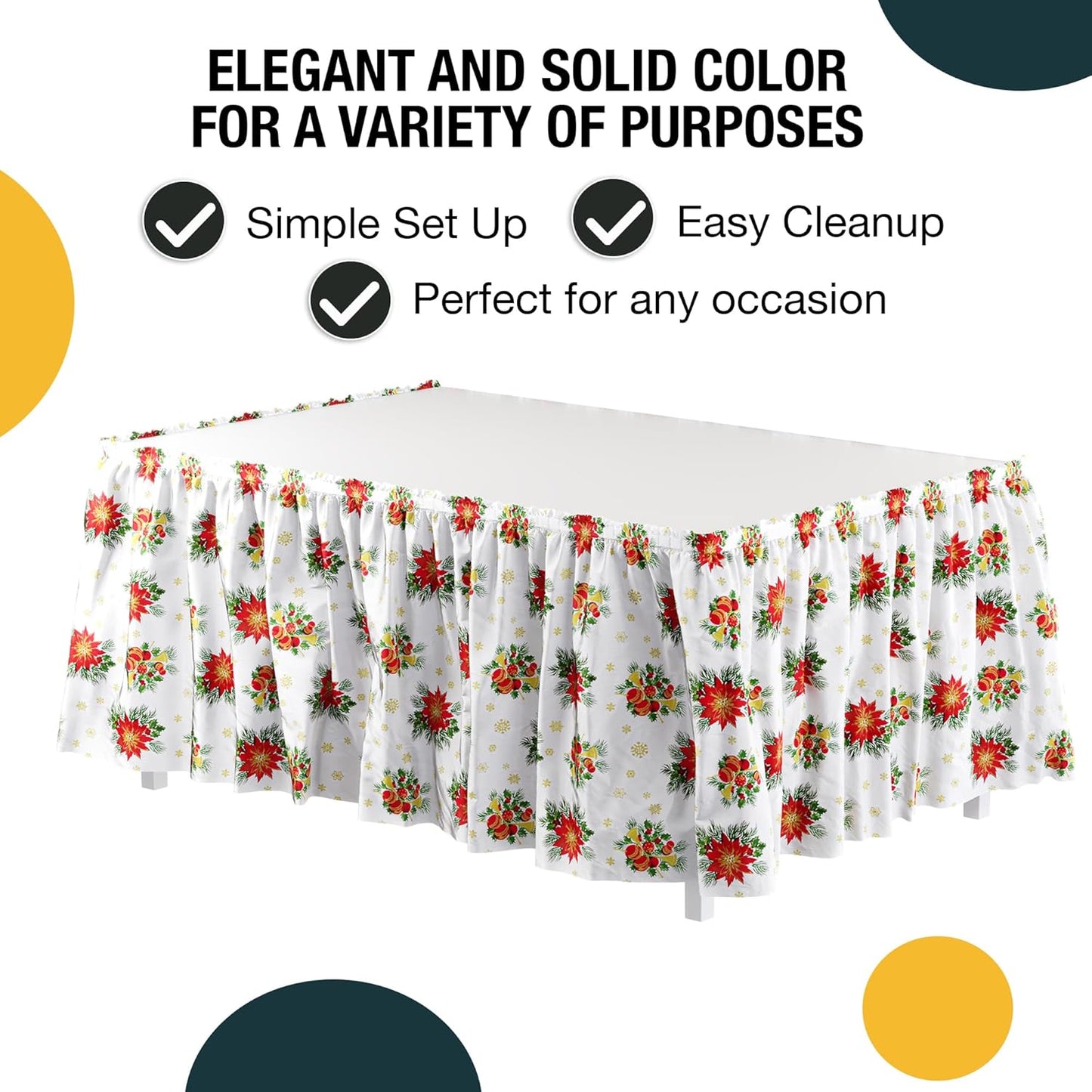 Exquisite Ruffle Table Skirt Black 6 Pack 14 Ft Long Table Skirts for Rectangle Tables 6ft Plus or Round Tables Skirts with Adhesive Strip for Gender Reveal Decor & Happy Birthday Parties