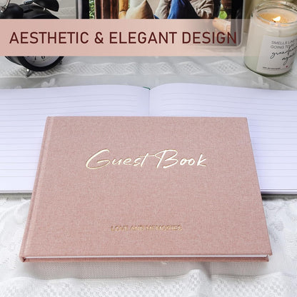 Lankaiva Wedding Guest Book, Guest Book Wedding Reception - Classic Baby Shower Guest Book, 100 Blank Pages for Bridal Shower Birthday Graduation Sign in and Photos, Beige