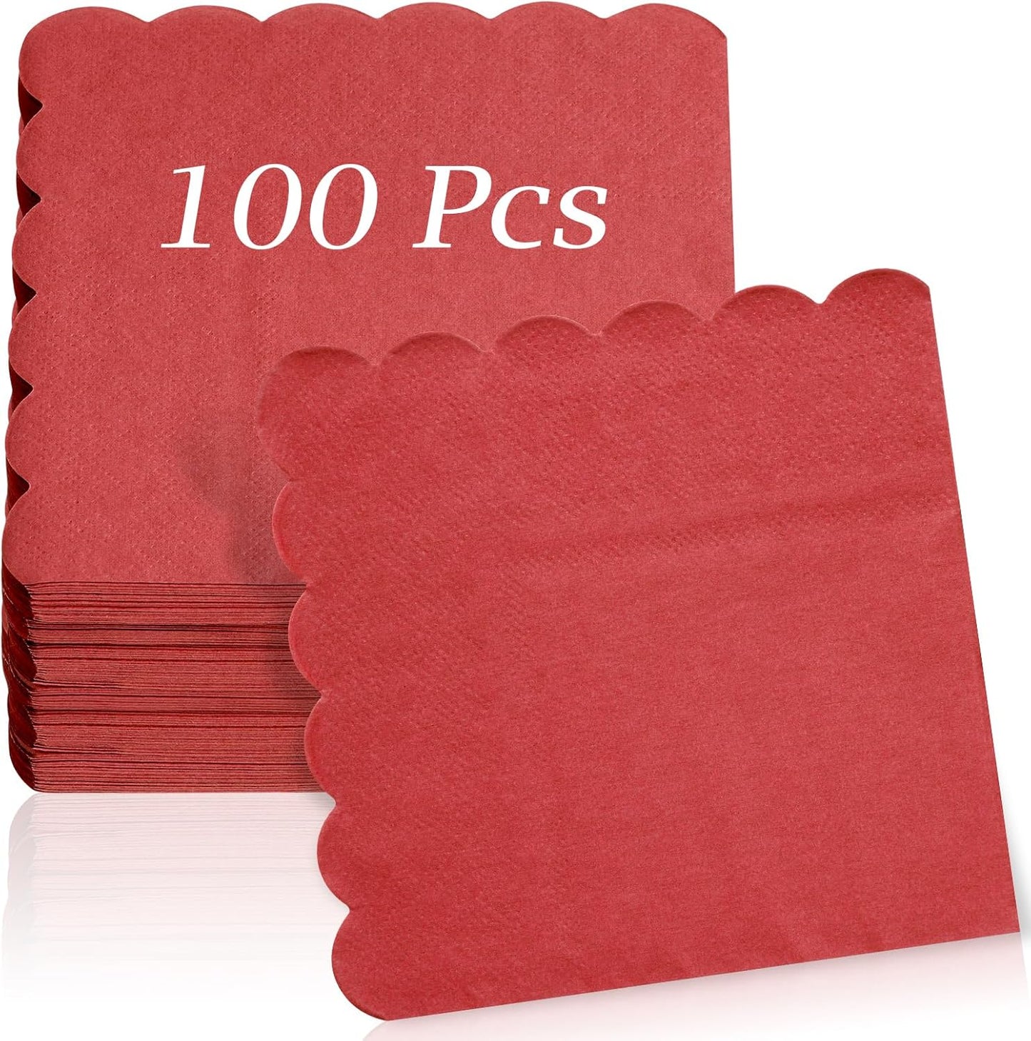 100 Pcs Cocktail Napkins, 2-Ply 5 x 5 Inches Disposable Scalloped Napkins, Thick Premium Dessert Napkins for Party, Wedding, Dinner, Birthday, Anniversary, Festival (Sage Green)