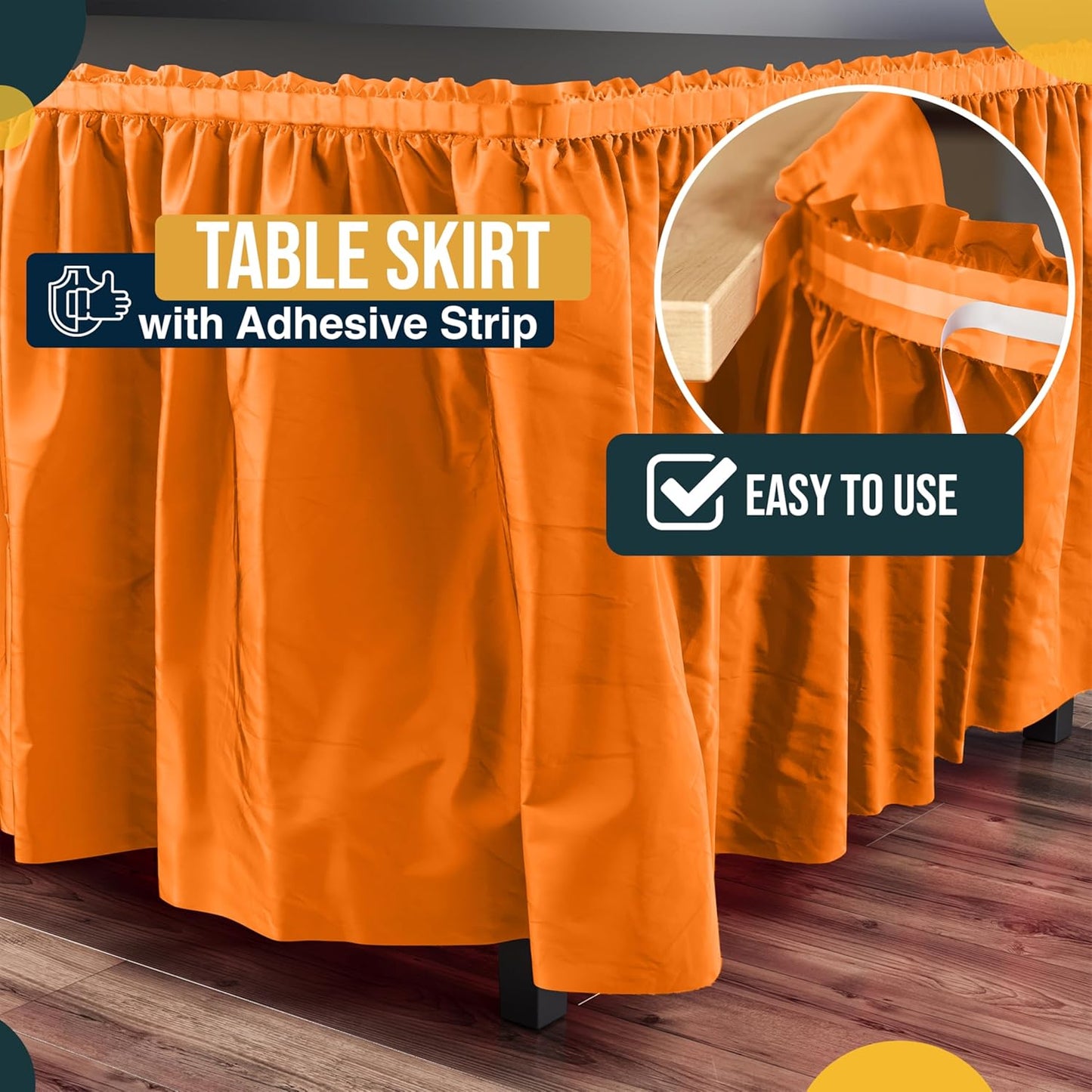 Exquisite Ruffle Table Skirt Pink 6 Pack 14 Ft Long Table Skirts for Rectangle Tables 6ft Plus or Round Tables Skirts with Adhesive Strip for Gender Reveal Decor & Happy Birthday Parties