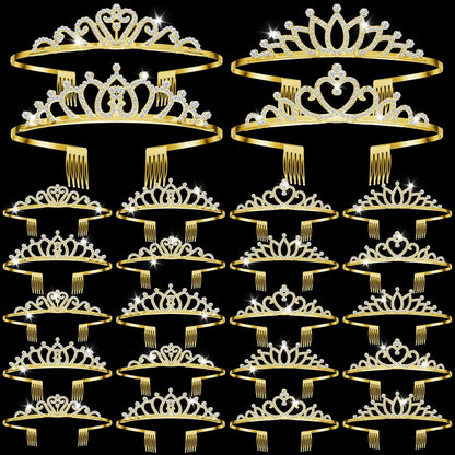 24 Pcs Crystal Tiara Crowns for Women Bulk Rhinestone Princess Headband Crown with Combs Tiaras for Pageant Bridal Shower Wedding Birthday Prom Party Gifts